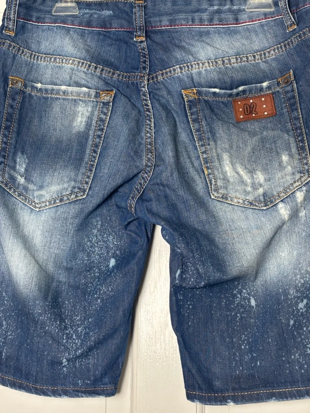 DSQUARED2 Distressed Dark Blue Distress Button Fly Denim Shorts Men’s 48